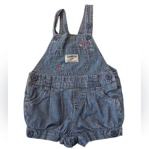 Vintage OshKosh B'gosh Blue Denim Kids Overalls Embroidered Size 12 Months